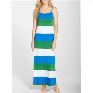 TOMMY BAHAMA BLUE GREEN WHITE STRIPE MAXI DRESS S